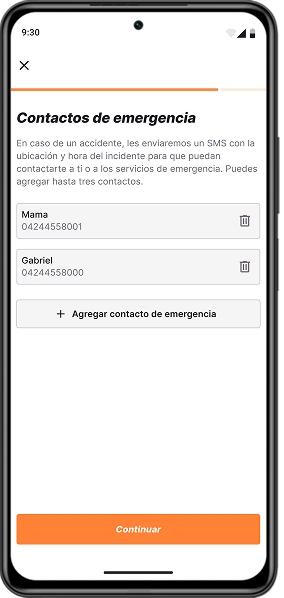 Agrega Contactos de Emergencia
